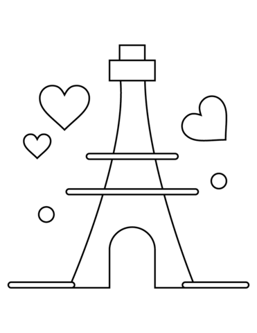 Valentine'S Day Eiffel Tower Coloring Page